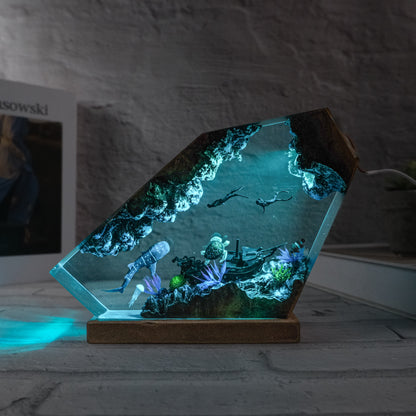 Resin lamp shark whale and people 2