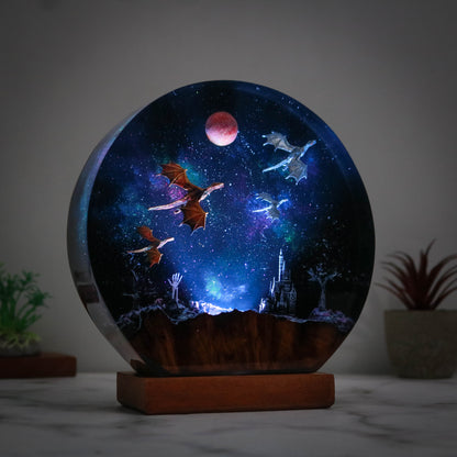 Flying dragon galaxy resin lamp