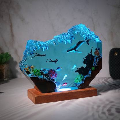 Resin lamp whales and divers