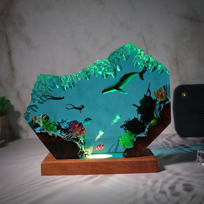 Resin lamp whales and divers