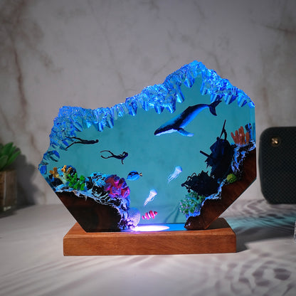 Resin lamp whales and divers