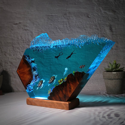 Turtle and human Resin lamp