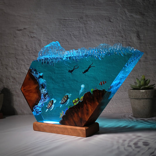 Turtle and human Resin lamp