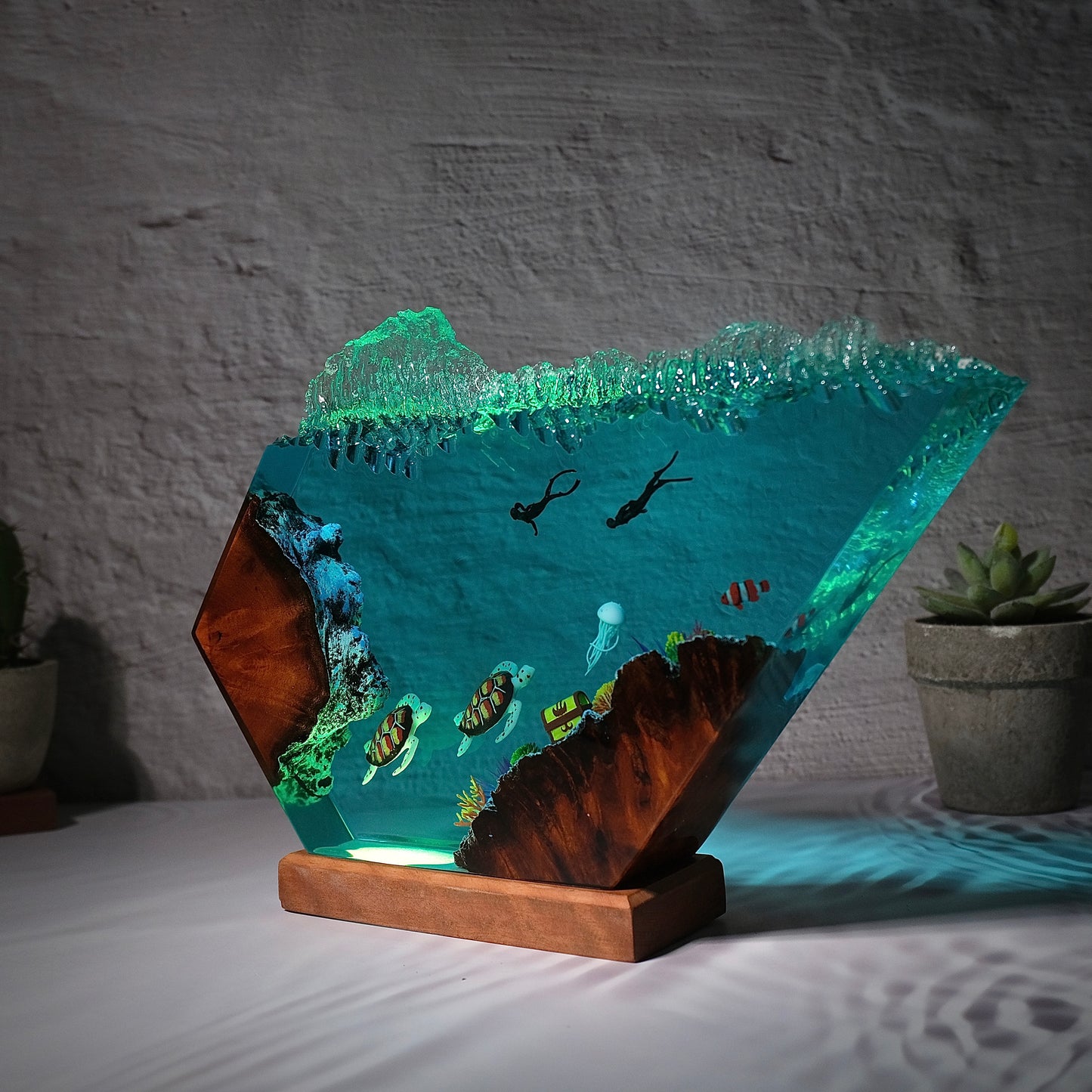 Turtle and human Resin lamp