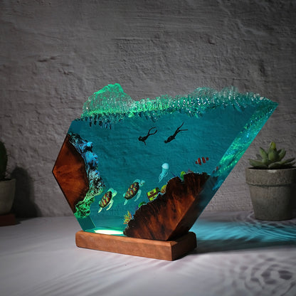 Turtle and human Resin lamp