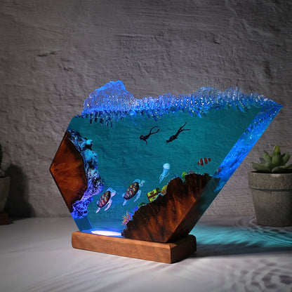 Turtle and human Resin lamp