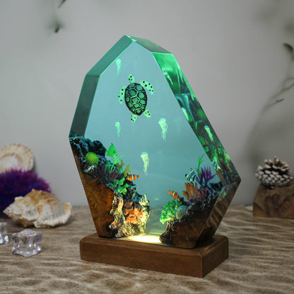 Sea turtle resin lamp