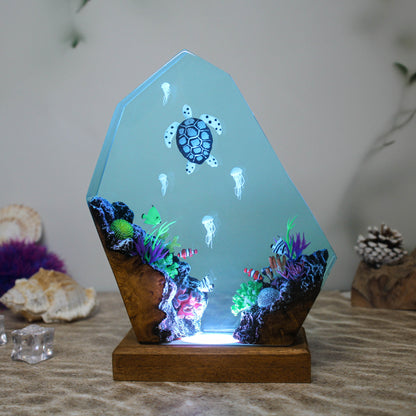 Sea turtle resin lamp