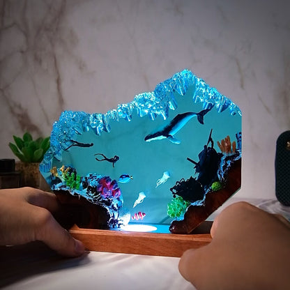 Resin lamp whales and divers