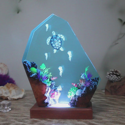 Sea turtle resin lamp