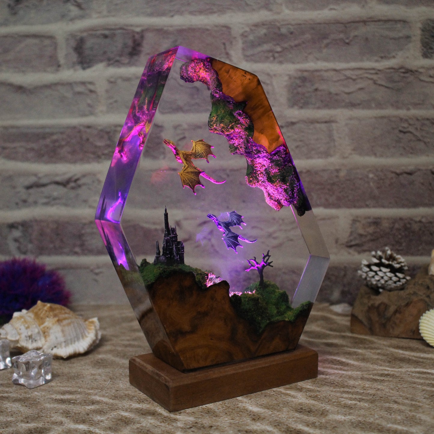 Dragon fly into the bright sky Resin lamp