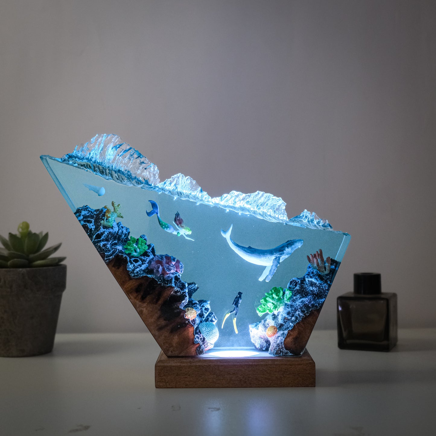 Resin lamp whales and mermaids