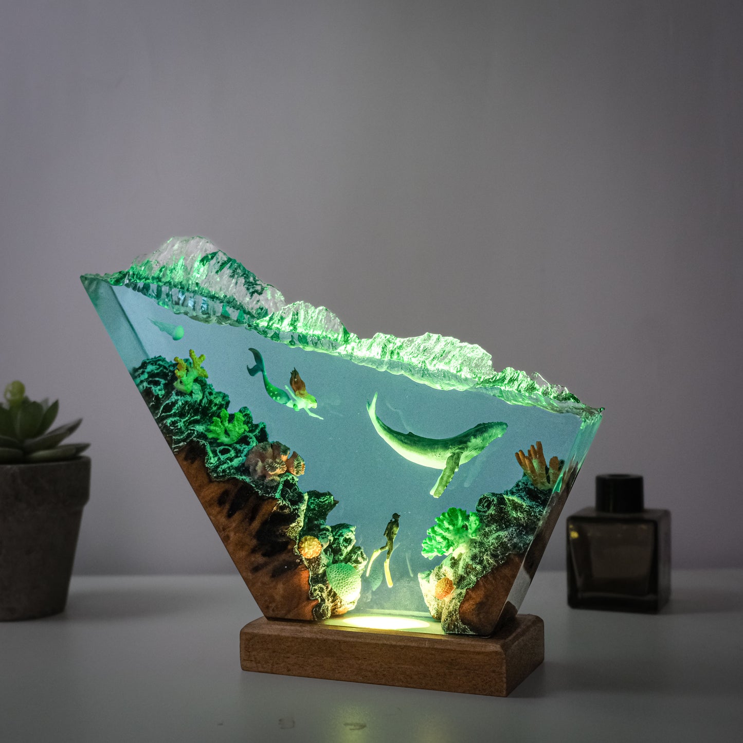 Resin lamp whales and mermaids