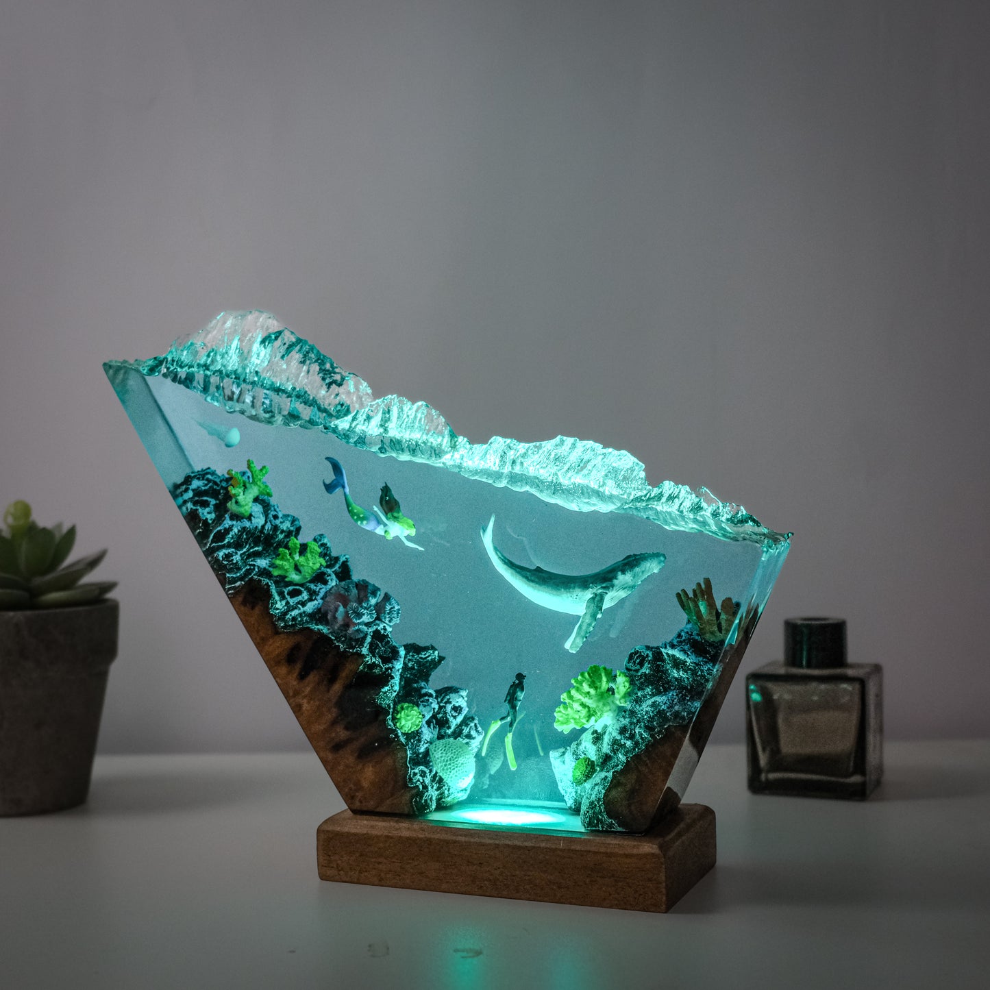 Resin lamp whales and mermaids