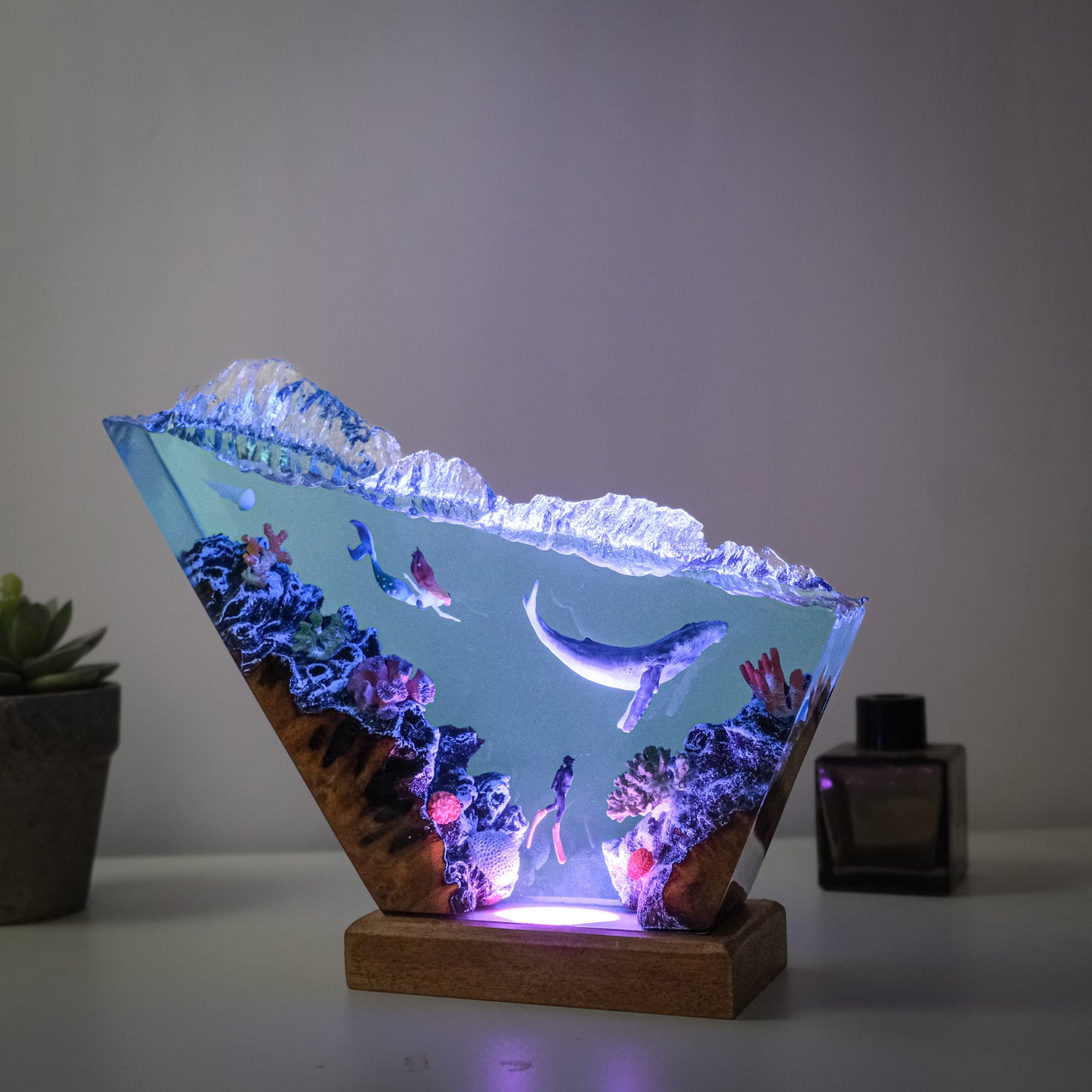 Resin lamp whales and mermaids