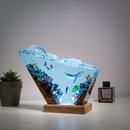 Resin lamp whales and mermaids