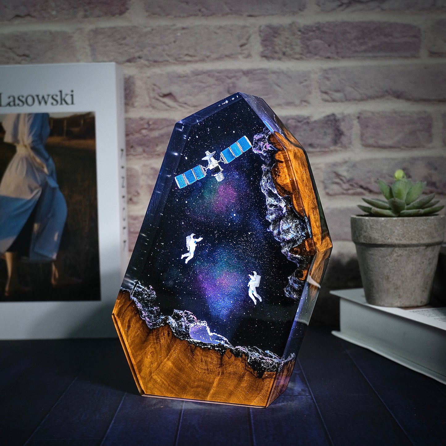 Satellite in the resin lamp galaxy